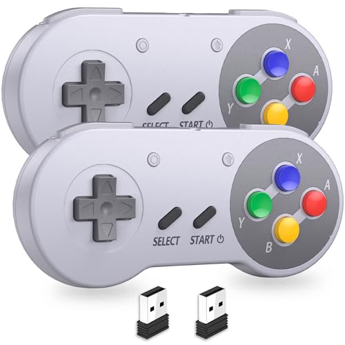 2.4 GHz Wireless SNES Switch Online Controller, USB Receiver, Compatible with Switch/Switch OLED, PC, Mac OS, Android, Steam Deck, Raspberry Pi (Rechargeable) (Plug and Play) (2 Pack) Multicolor - color: Wireless for Switch Multicolor