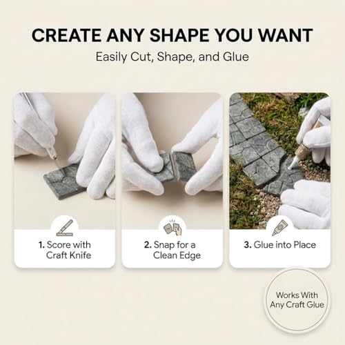 Dollhouse Miniature Paving Stones, Model Tiles | Set of 50 pcs for Fairy Gardens and Tabletop Terrain, REDUCIO! - color: Dungeon Floor Tiles