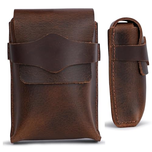 Brown Leather Playing Card Case Protector Fits Poker & Bridge Size Cards - Handmade Full-Grain Leather Playing Cards Holder Storage Box - Playing Card Travel Case Coin Pouch Money Organizer - color: Brown