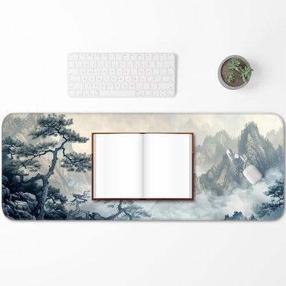 Gaming Mouse Pad, Non-Slip Rubber Base, Enlarged Mouse Pad with Stitching for Gaming, Office and Home, 31.5x11.8 Inch, Mountain Ink Painting - color: Mountain ink painting