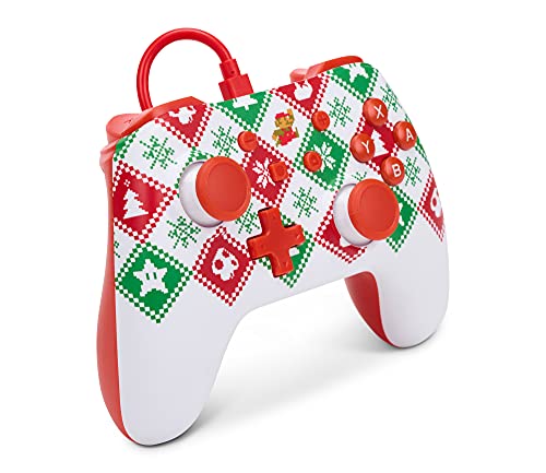 PowerA Wired Controller for Nintendo Switch - Mario Holiday Sweater, Nintendo Switch - OLED Model, Gamepad, Game controller, Wired controller, Officially licensed