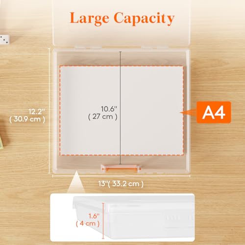 Lifewit Board Game Storage Containers with Handle, 12.2''x10.6'', 6 Pcs | Plastic Secure Latch File Box with Lids& Labels for Paper, Document, Pencil, Puzzle, Card Organization, Classroon Must Have - size: 12.2x10.6''