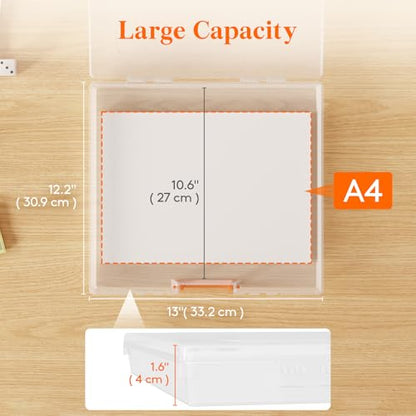 Lifewit Board Game Storage Containers with Handle, 12.2''x10.6'', 6 Pcs | Plastic Secure Latch File Box with Lids& Labels for Paper, Document, Pencil, Puzzle, Card Organization, Classroon Must Have - size: 12.2x10.6''