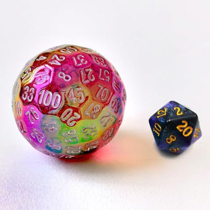 Bescon Dazzling Red 100 Sided Dice, Game Dice D100, Polyhedral Solid 100 Sides Dice 45MM in Diameter (1.8inch) - color: D100 Dazzling Red