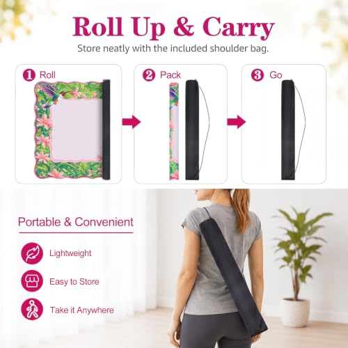 Junkin Pink Hummingbird Mahjong Mat 32.3"x32.3" Chinoiserie Mahjong Mat with Pink Scalloped Edge Carry Bag Non-Slip, Game Table Pad, for Card Board Tile Games Gifts for Women Mom - style: Pink Hummingbird