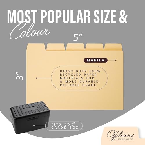 50 Heavyweight Manila Index Card Dividers 3x5 with Tabs & Alphabet Stickers for Recipe Cards - color: 50 Pcs, size: 3 x 5 Inches