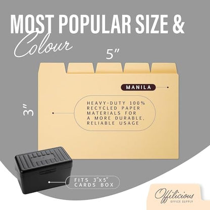 50 Heavyweight Manila Index Card Dividers 3x5 with Tabs & Alphabet Stickers for Recipe Cards - color: 50 Pcs, size: 3 x 5 Inches