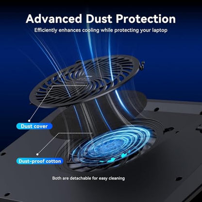 llano Gaming Laptop Cooler, V12 Laptop Cooling Pad Stand | 5.5 inch Fan, Fast Cooling Computer Laptop 15.6-19in, Adjustable Speed, Touch Control, 3-Port USB A, A Mouse Pad Included