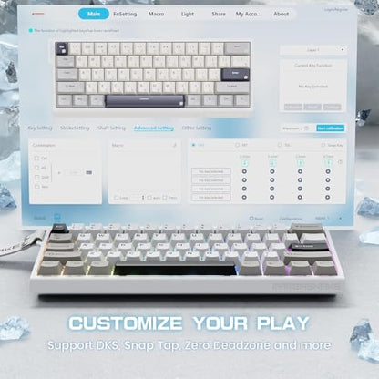 ATTACK SHARK MAMBASNAKE X60HE Wireless 8K Mechanical RT Keyboard-Star White | Tri Mode-2.4Ghz/BT/Wired,Hall Effect Magnetic Switch,RGB Backlight,0.01mm Accuracy,4000 mAh battery,Web Driver for PC Win Mac - color: Star White, size: Keyboard