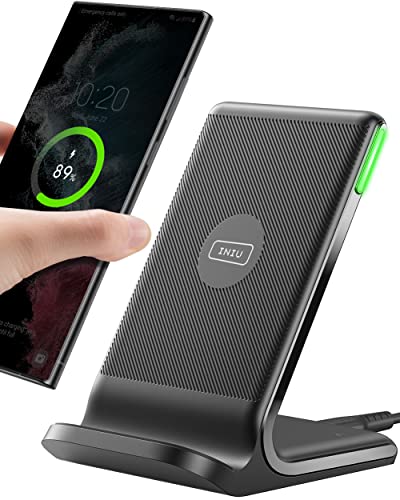 INIU Wireless Charger, 15W Fast Wireless Charging Station with Sleep-Friendly Adaptive Light Compatible with iPhone 17 16 15 14 13 12 Pro Max Samsung Galaxy S25 S24 S23 Note 20 Google etc - color: Black