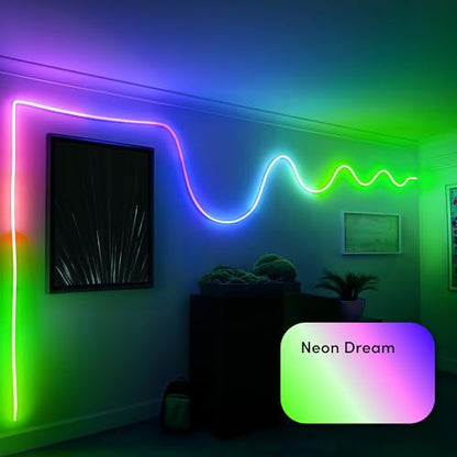LIFX Supercolor Neon Flex Light Strip, 16ft Bendable RGBW LED Smart Neon, 60 Addressable Color Zones with Polychrome, Wi-Fi No Hub Required, Compatible with Alexa, Google, Apple HomeKit, LFXNEON16 | Matter Certified, Apple Homekit, WiFi 2.4GHz, Polychrome