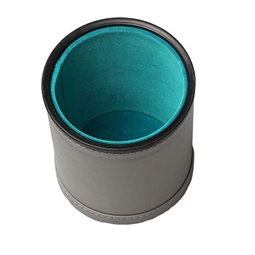 Leatherette Dice Cup Set Felt Lined with 16mm Dot Dices Shaker for Yahtzee Bar Party Dice Games - Grey - color: Lakeblue