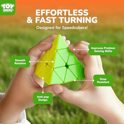 STEAM Life Speed Cube Set 4 Pack Magic Cube | Includes Speed Cubes 3x3, 2x2 Speed Cube, 4x4, Pyramid Cube, Smoothly Puzzle Cube Bundle Magic Cubes Collection for Kids & Adults - color: 4 Pcs