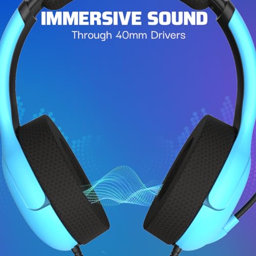 PDP AIRLITE Wired Stereo Gaming Headset, Officially Licensed by Sony PlayStation 5, PS5/PS4/PS3/PC, Lightweight Durable Headphones, 3.5mm Audio Jack, Noise-canceling Flip-to-Mute Mic, Neptune Blue - color: Blue, style: Wired