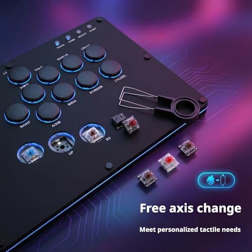 XIAO SHI MIN STORY Leverless Arcade Stick, All-Button Fight Controller with A16 Keys, Slim Fighting Game Keyboard with Turbo & Custom RGB, Supports Hot-Swap & SOCD (large panel)