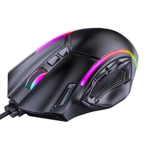 Sanpyl RGB Gaming Mouse, 12 Key Programmable Ergonomic Wired Mouse with 12800DPI 13 Light Effects, for Computer Laptop PC Gaming