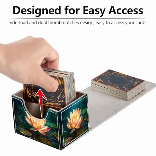 Strong Magnet MTG Playing Card Case Cover Commander Deck Box Creative Pattern Trading Card Storage Box for Collectible Games,A Lotus Flower In The Water Butterfly - color: A Lotus Flower In The Water