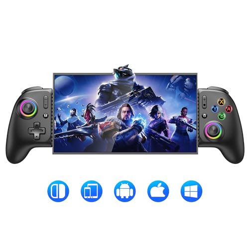 Mocagen Swicth Controllers for Nintendo Switch 2/1/Oled/iPhone/Android Handheld Gaming with Hall Effect Joysticks & Triggers, RGB Light, Programmable, Turbo, Mac Game - size: Switch Layout-Black