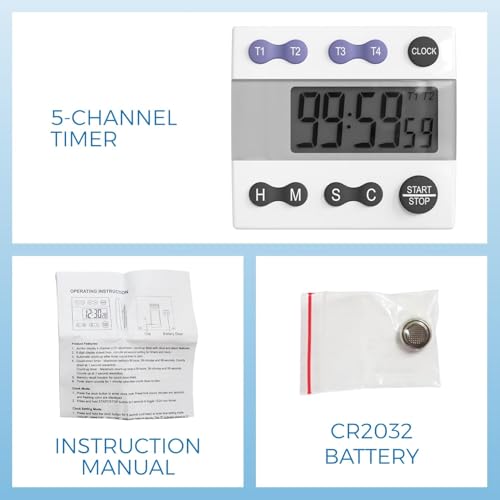 Sper Scientific Portable Digital Kitchen & Lab Timer 810015 - 4 Channel, Large Display, Loud Alarm, Classroom Timer - 2 pc - size: 2 Pack