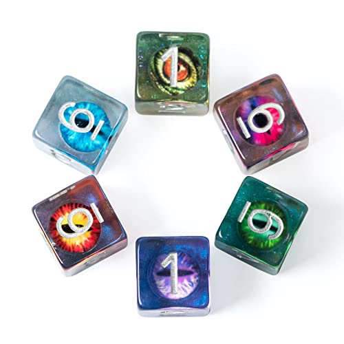 Cusdie 7-Die DND Dice, Polyhedral Dice Set Filled with Eyeball, for Role Playing Game D&D Dice(Green Eyeball) - color: Green Eyeball