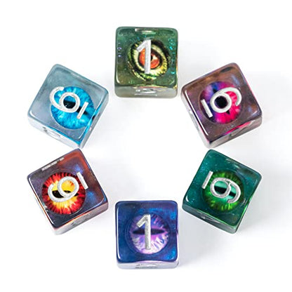 Cusdie 7-Die DND Dice, Polyhedral Dice Set Filled with Eyeball, for Role Playing Game D&D Dice(Green Eyeball) - color: Green Eyeball
