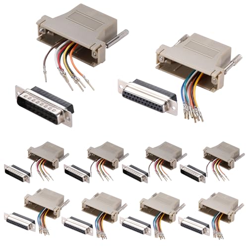 10PCS DB25 Serial to RJ45 Ethernet Adapter(5PCS Male+5PCS Female) | 25 Pin, Serial Port Male Female to RJ45, Ethernet LAN Extend Modular Converter - style: DB25 Male + Female