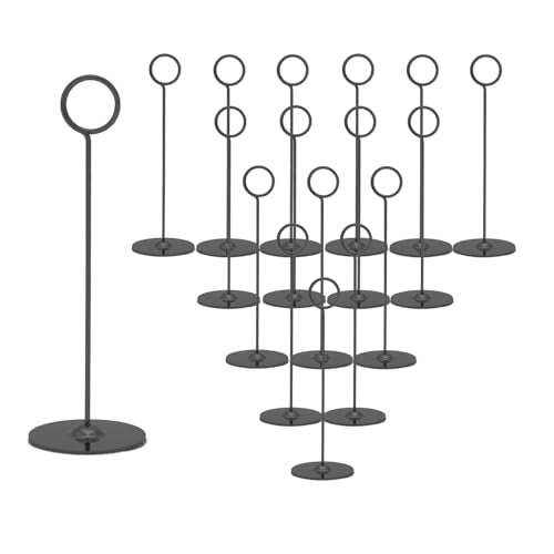Urban Deco 16 Pieces Table Card Holder 8 inches Table Number Holders Place Steel Card Holders for Photos, Food Signs, Memo Notes, Weddings, Restaurants, Birthdays (Black) - color: Black