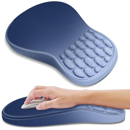 YIWEI Ergonomic Mouse Pad with Wrist Rest for Carpal Tunnel Pain Relief | Memory Foam Wrist Support,Non-Slip Rubber Base, Keyboard Computer Mousepad,Lycra Cloth Surface,Gaming Home Office - color: Gradient Blue