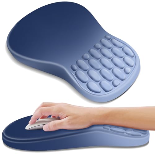 YIWEI Ergonomic Mouse Pad with Wrist Rest for Carpal Tunnel Pain Relief | Memory Foam Wrist Support,Non-Slip Rubber Base, Keyboard Computer Mousepad,Lycra Cloth Surface,Gaming Home Office - color: Gradient Blue