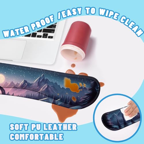 Fantasy City Desk Mat Set Night Moon Mountain Landscape Mouse Pad with Wrist Rest 4in1 Desk Mat for Desktop Ergonomic Keyboard Wrist Support Anti-Slip Computer Ergonomic Mouse Pad Home Office Gaming - color: Fantasy City