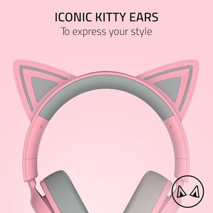 Razer Kraken Kitty V3 X Wired Gaming Headset, Kitty Ears, Pink | HyperClear Cardioid Mic, 40 mm Drivers, 7.1 Surround Sound, Comfy Ear Cushions, Cross-Platform via 3.5mm PC, PS5, Xbox - color: Quartz Pink