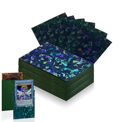 100 Count Green Card Sleeves for Trading Cards, Perfect Fit Shiny MTG Card Sleeves, Holographic Card Sleeve Fit for Magic, Photocard, TCG, Baseball/Sports Cards, Yugioh Card, Game Card 66 * 91 mm - color: Green