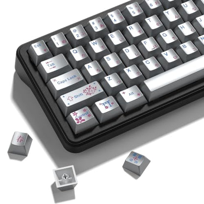 dagaladoo PBT keycaps Set,Cherry Profile Keyboard keycaps,Metal Coating | Retro key caps,Custom keycaps for 60% 65% 75% 100% Cherry-MX switch Mechanical Keyboard,Silver,130keys - color: Silver Metal Coating