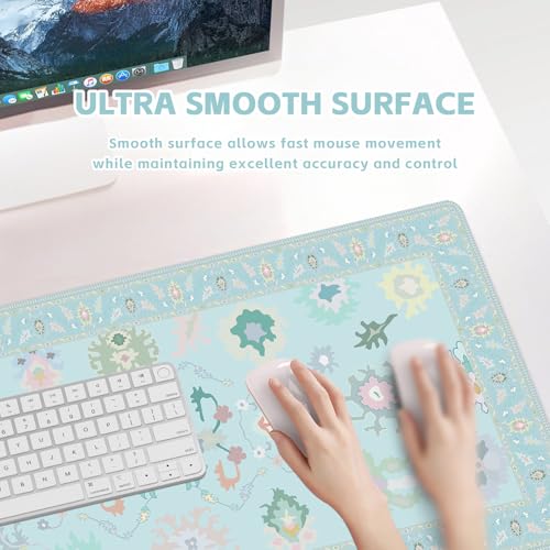 Baziabbo Blue Desk Mat,XXL Extended Big Mouse Pad,Gaming Mousepad with Stitched Edge,Non-Slip Rubber Base Keyboard Desk Pad for Home Office Study Game - color: Blue Ozarks