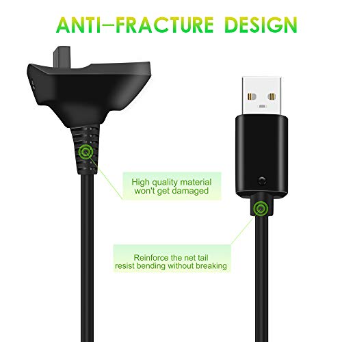 6Ft Charging Cable for Xbox 360, Wireless Controller USB Charging Cable Compatible with Microsoft Xbox360 / xBox 360 Slim Wireless Game Controllers