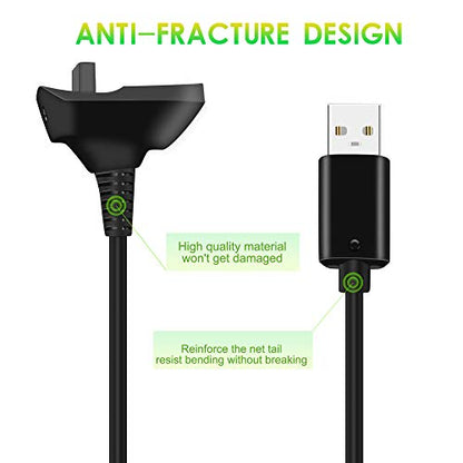 6Ft Charging Cable for Xbox 360, Wireless Controller USB Charging Cable Compatible with Microsoft Xbox360 / xBox 360 Slim Wireless Game Controllers