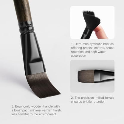 Fuumuui 26pcs Professional Paint Brush Set - High-Grade Series Synthetic Nylon Paint Brushes for Landscape, Acrylic, Oil, Watercolor, Gouache - Multi-Functional Universal Free Style for Art Supplies - color: Bronze