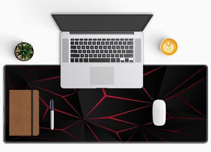 Mouse Pad Gaming, Large Mouse Pads for Desk, Keyboard Mouse Mat Desk Pad, Non-Slip Rubber Base with Stitched Edges Mousepad, 31.5x11.8 inch Abstract Polygonal Triangle Dark Red - color: Abstract Polygonal Triangle Dark Red