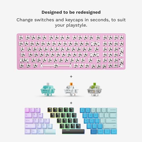 GLORIOUS Gaming GMMK 2 Full Size (96%) Barebones (Frame Only) - Mechanical Gaming Keyboard Frame, Full Size (96%), Aluminium, Customisable, Per Key RGB, American QWERTY Layout - Pink - color: Pink, size: Barebone Full Size (96%)