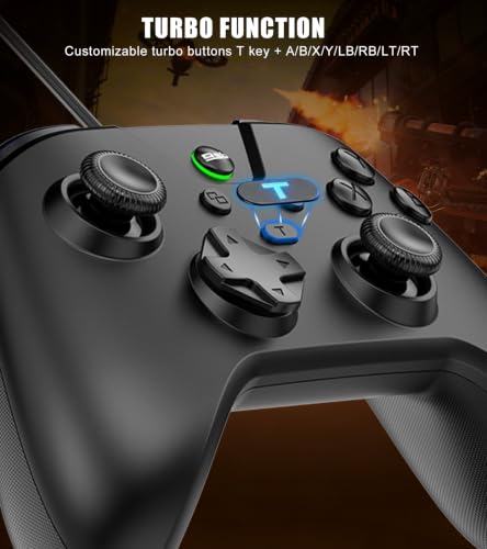 Wired Controller for PC Windows/Android/Tablet/Switch/PS4/PS3, 1000Hz Polling Rate Plug and Play Gaming Gamepad Joystick with USB C Adapter, Dual Motors, Turbo, 6.56ft Cable, Ultra-Low Latency, Black - color: Black