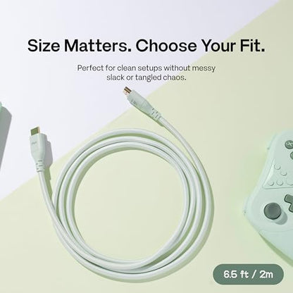 Pixio Mint Green 8K HDMI 2.1 Cable Ultra Certified Ultra High Speed 6FT 8K 60Hz 4K 120Hz Nylon Braided, Gold Plated Connector, Anti-Breakage, HDR10+, dtsx, eARC, HDCP, Dolby Compatible - color: Mint Green, size: 6 ft