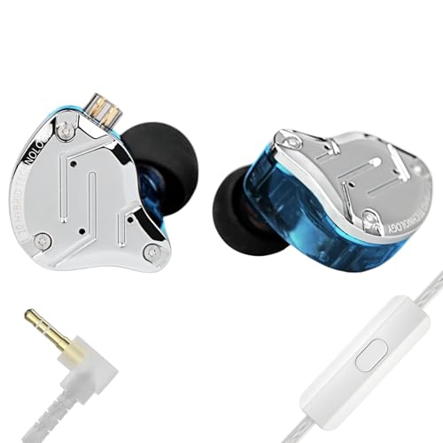 KZ ZS10 PRO in Ear Monitor Headphones, 4BA+1DD 5 Hybrid Driver Gaming Earbuds Wired Earphones, HiFi Clarity Sound Immersive Bass IEMs for Gaming Musicians Singers Audiophiles (Blue with Microphone) - color: Blue, style: with mic