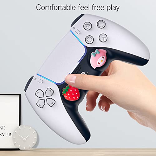 PERFECTSIGHT Cute Thumb Grip Caps for Switch 2 2025, PlayStation 4/5, PS5, PS4, Xbox Series X/S, Xbox One, Switch Pro Controller, 4PCS Kawaii Soft Rubber Analog Thumbsticks Joystick Cover, Strawberry - color: Strawberry