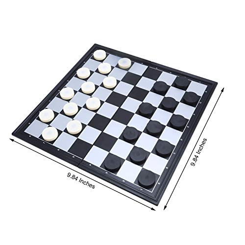 Magnetic Travel Checkers Board Game Set for Kids and Adults | Portable Folding Board, Family Educational Toys for Class, Family, Party