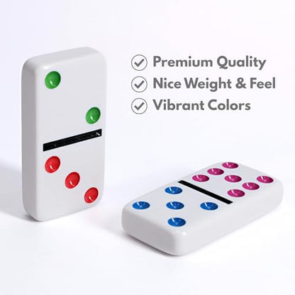 WE Games Mexican Train Dominoes, Double Twelve - Premium Ivory Tiles, Colorful Dots, Family and Adult Board Game