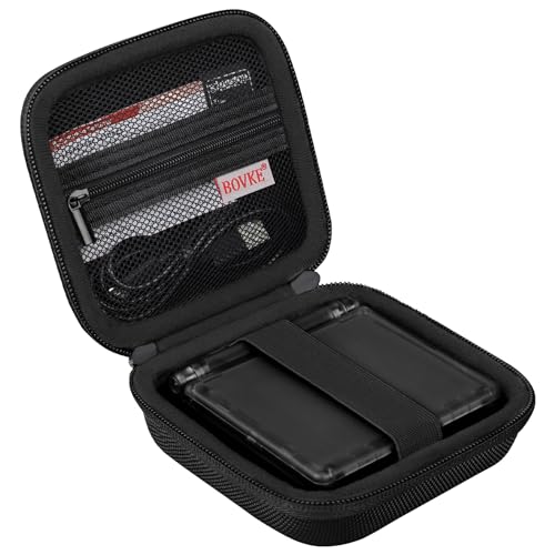 BOVKE Carrying Case Compatible with Anbernic RG35XXSP / RG34XX SP Handheld Game Console, Clamshell Retro Games Consoles Flip Hand-held System Holder with Mesh Pocket for Cables and Accessories, Black - style: Black Case