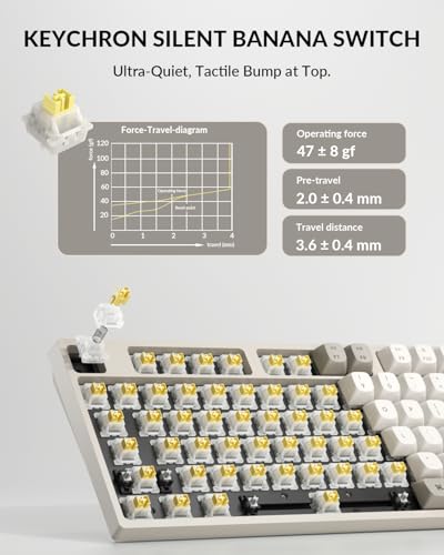 Keychron C2 Pro Wired Mechanical Keyboard with 8K Hz Polling Rate, Full Size Custom RGB Backlit Hot-Swappable, Non-Shine Through PBT Keycaps Compatible with Mac Windows Linux (Silent Banana Switch) - color: Silent Banana Switch