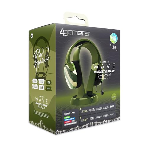 4Gamers Panther Gaming Headset with Stand - Wave Forest, Compatible with PS4, PS5, Xbox, Switch & PC - color: Forest Green