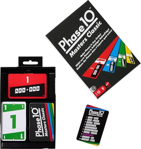 Mattel Games Phase 10 Masters Classic Card Game Including 60 Phase Target Cards that Can Be Played in Any Order for 2 to 6 Players - style: Phase 10 Masters