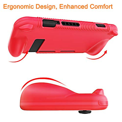 FINTIE Silicone Case Compatible with Nintendo Switch - Soft [Anti-Slip] [Shock Proof] Protective Cover with Ergonomic Grip Design, Drop Protection Grip Case (Red) - color: Red